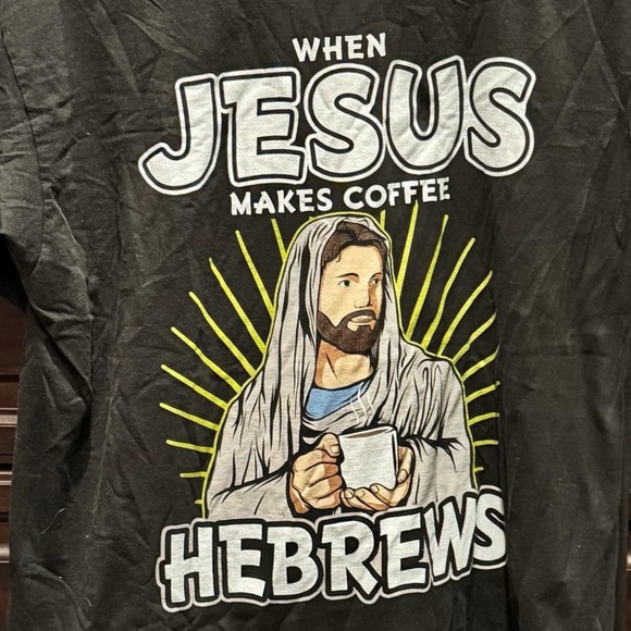 Jesus hebrews Graphic Black T-Shirt LARGE - Picture 3 of 4